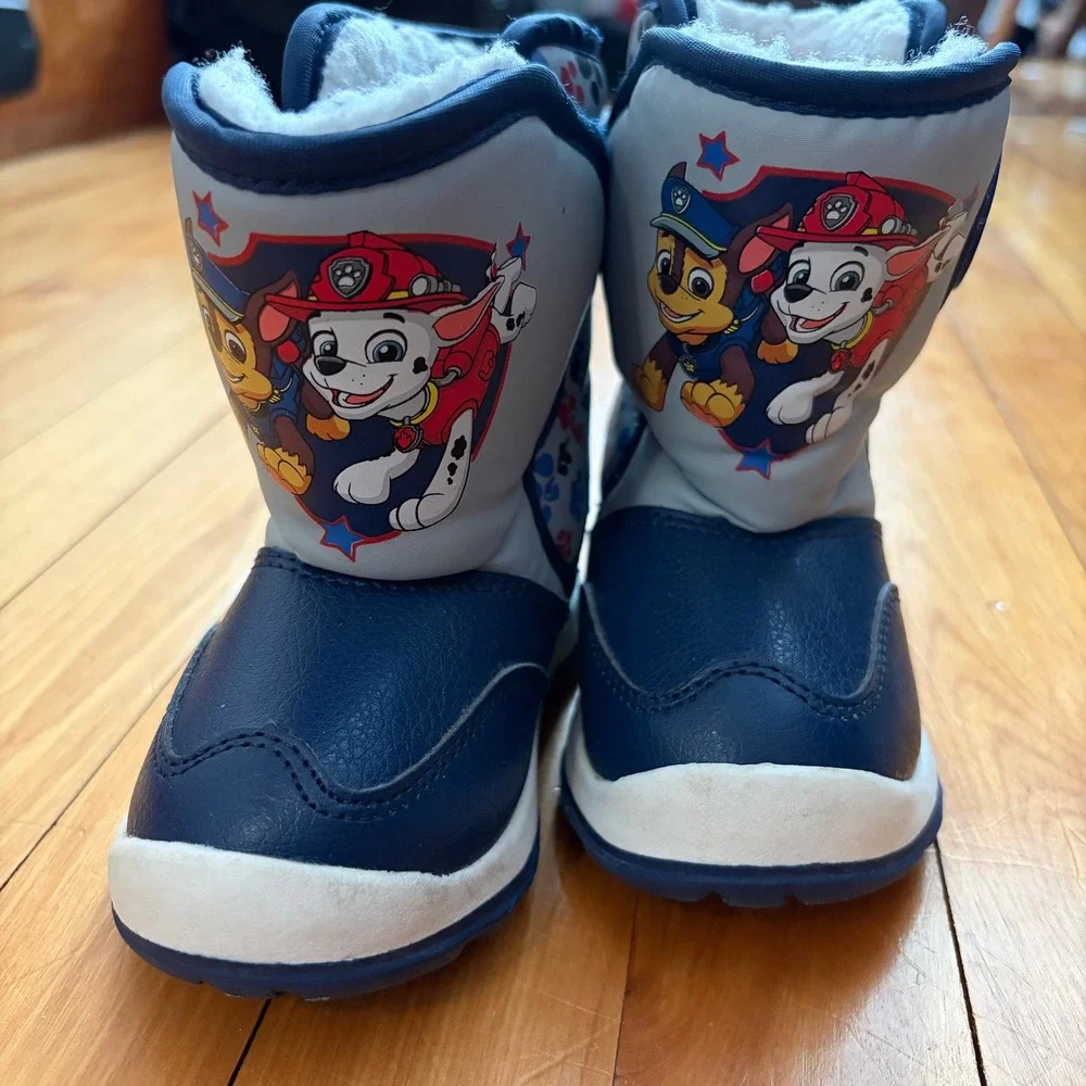 Top Pup Paw Patrol Toddler Boys Navy Grey Marshall Chase Snow Boot Size 6 177445